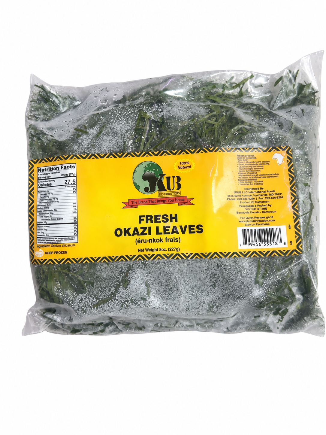 JKUB Fresh (Frozen) Okazi Leaves — 227g