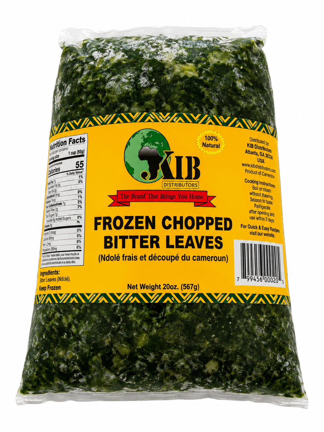 JKUB Frozen Chopped Bitter Leaves — 567g