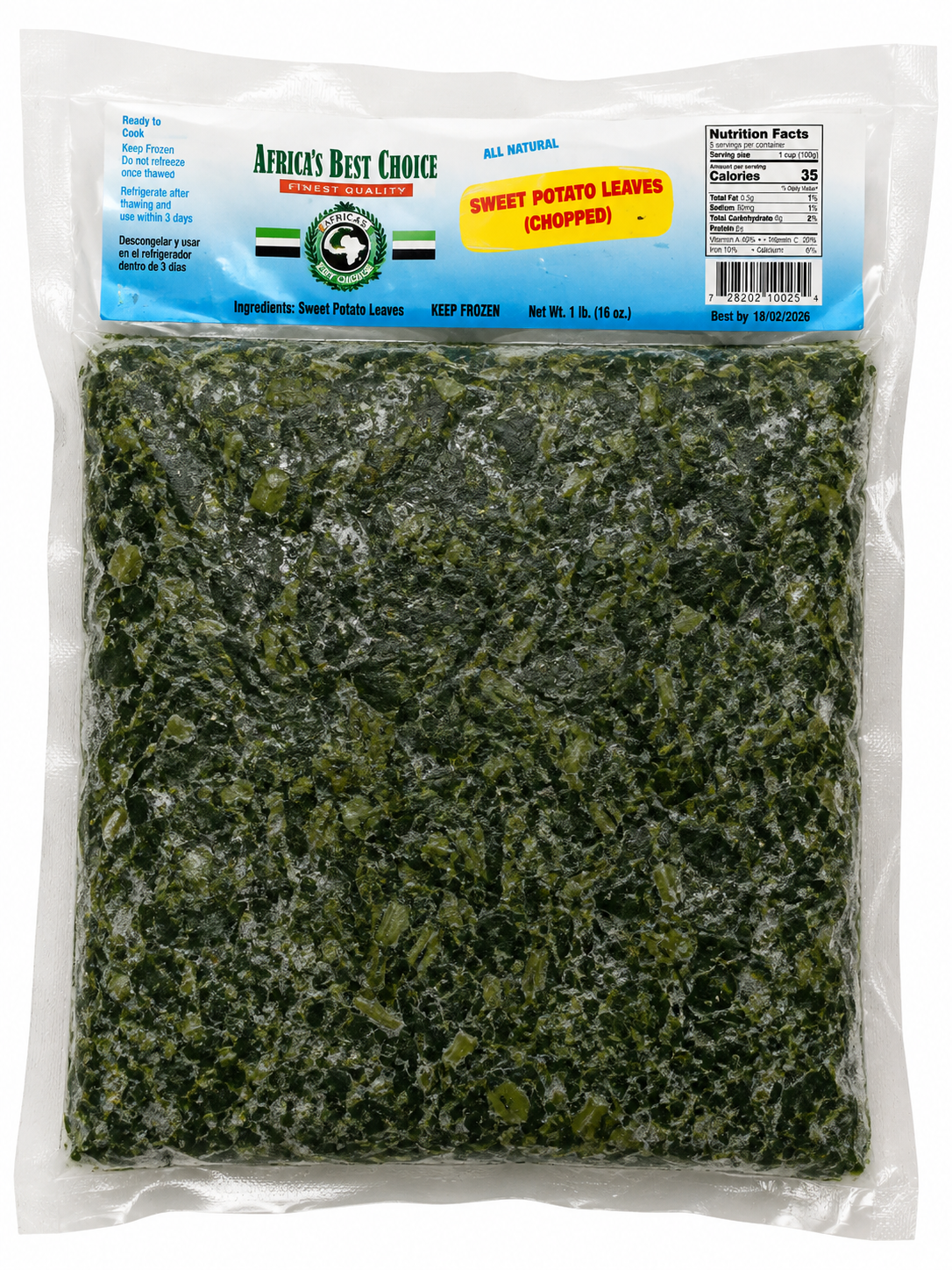Chopped Frozen Sweet Potato Leaves — 680g