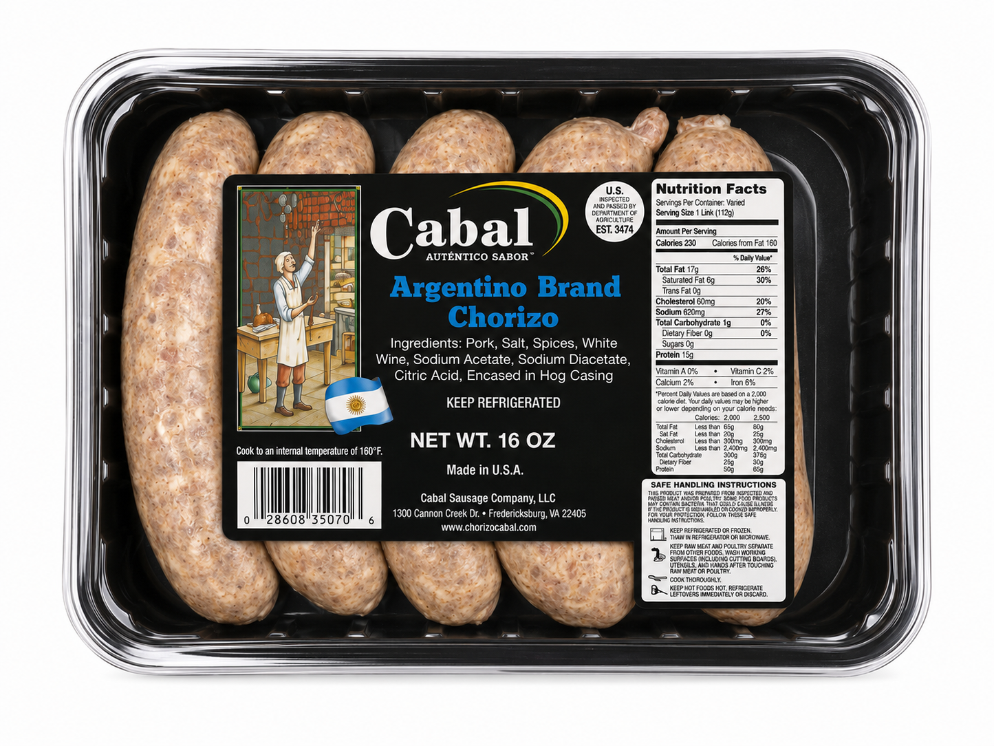 Cabal Argentino Brand Chorizo — 16oz