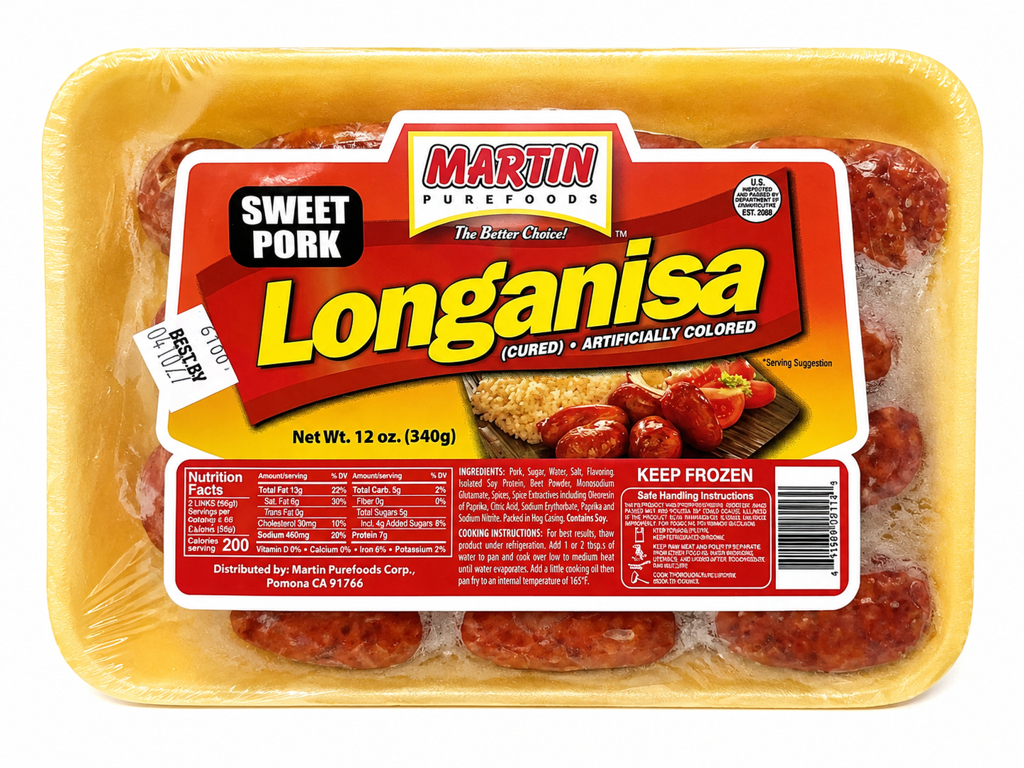 Martin Purefoods Frozen Sweet Pork Longanisa — 12 oz