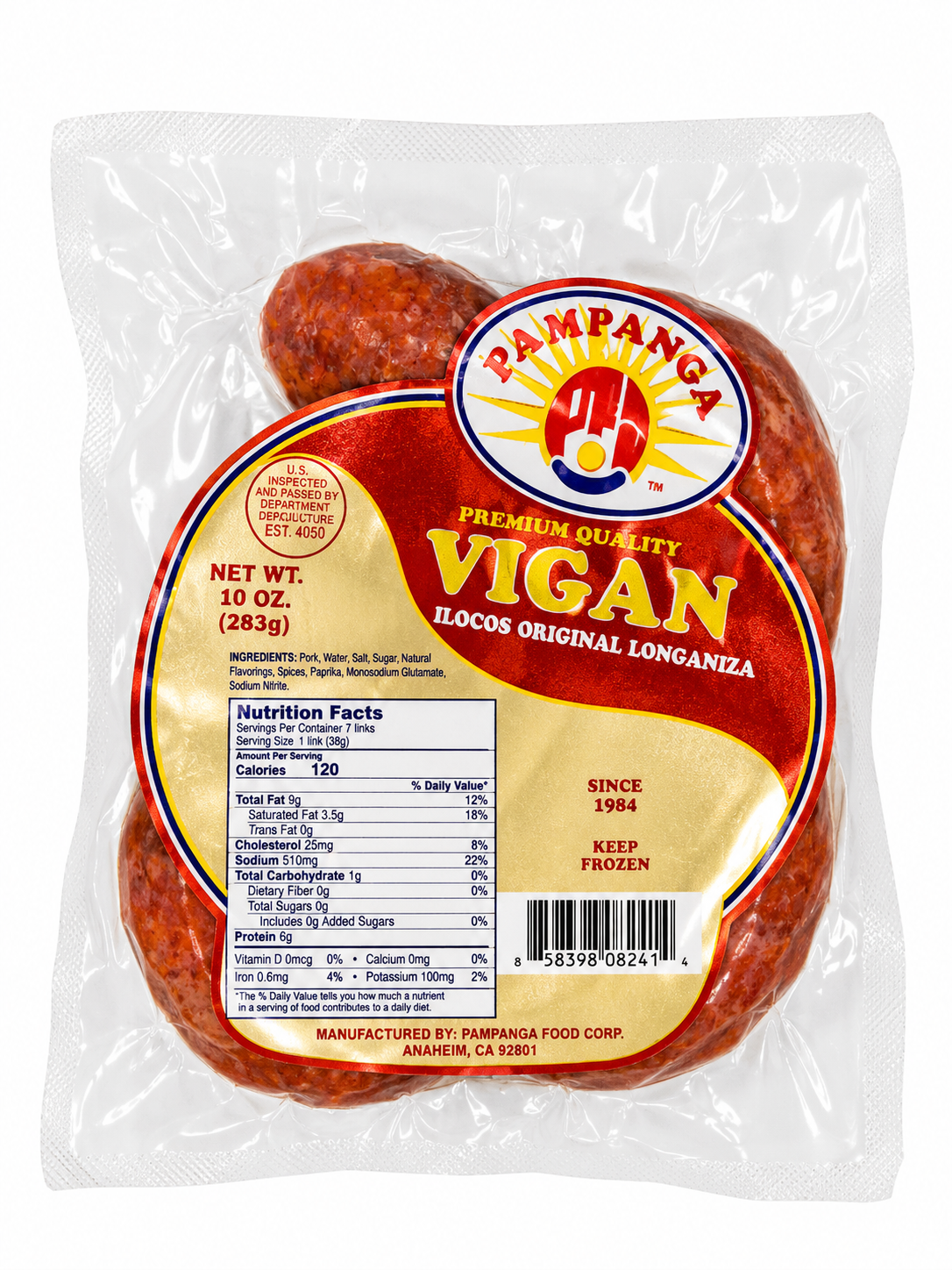 Pampanga Vigan Frozen Ilocos Longanisa — 10 oz
