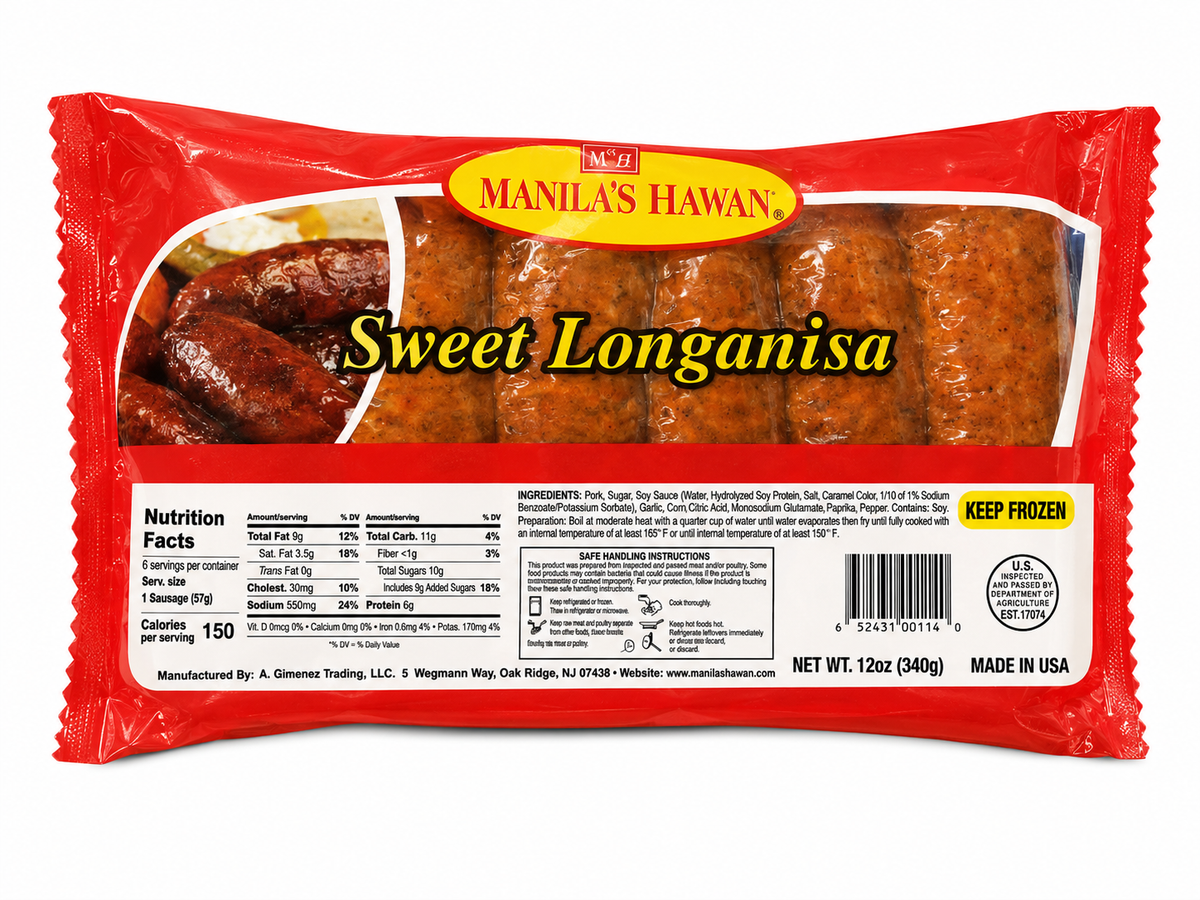 Manila's Ihawan Frozen Sweet Pork Longanisa — 12 oz
