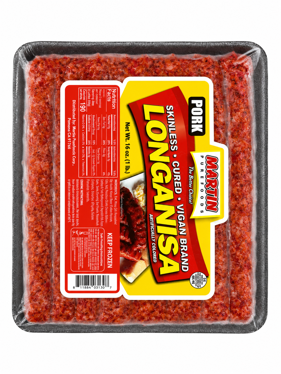 Martin Purefoods Frozen Skinless Vigan Pork Longanisa — 1 lb