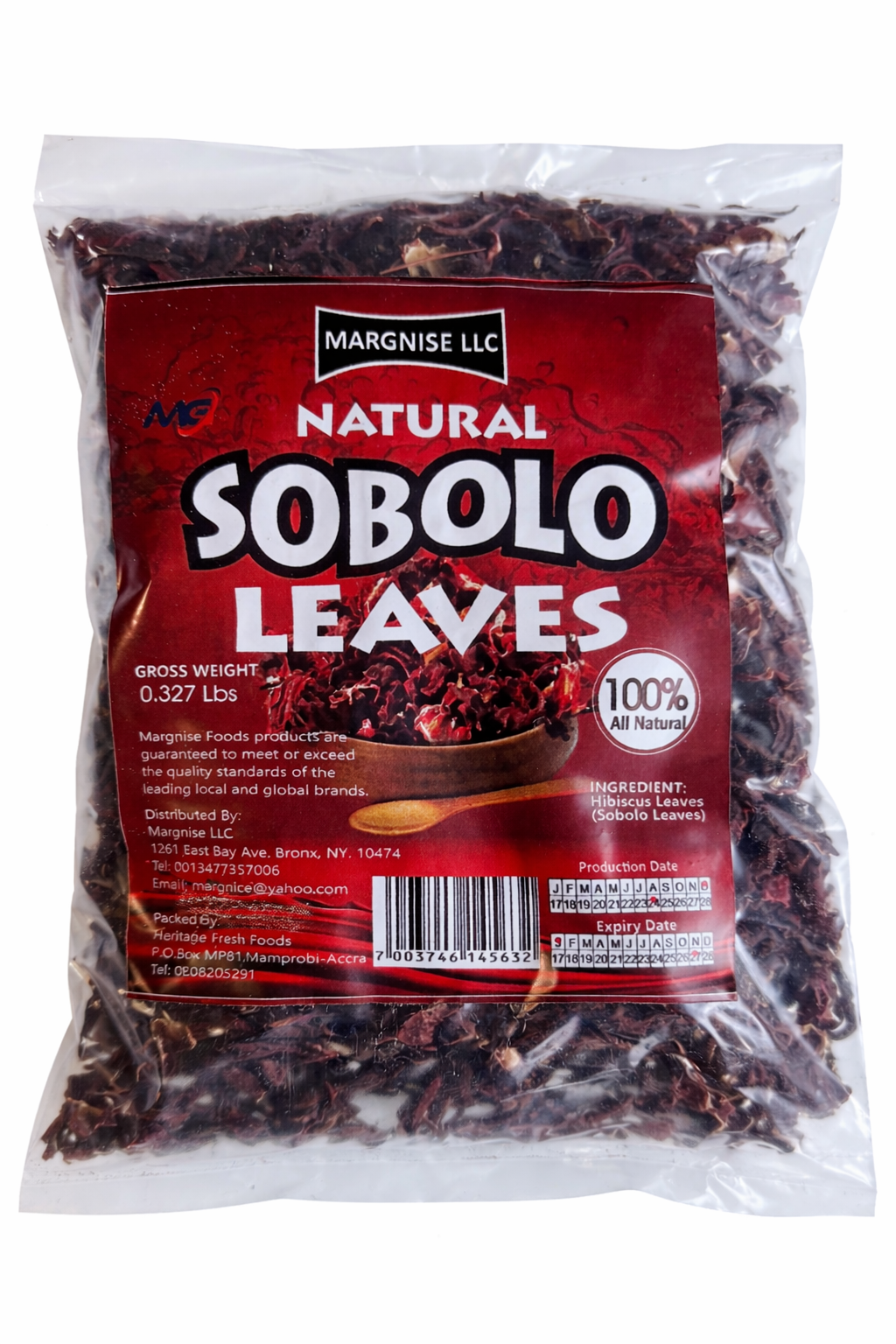 Natural Dried Sobolo Leaves (Hibiscus) — 0.33 lb