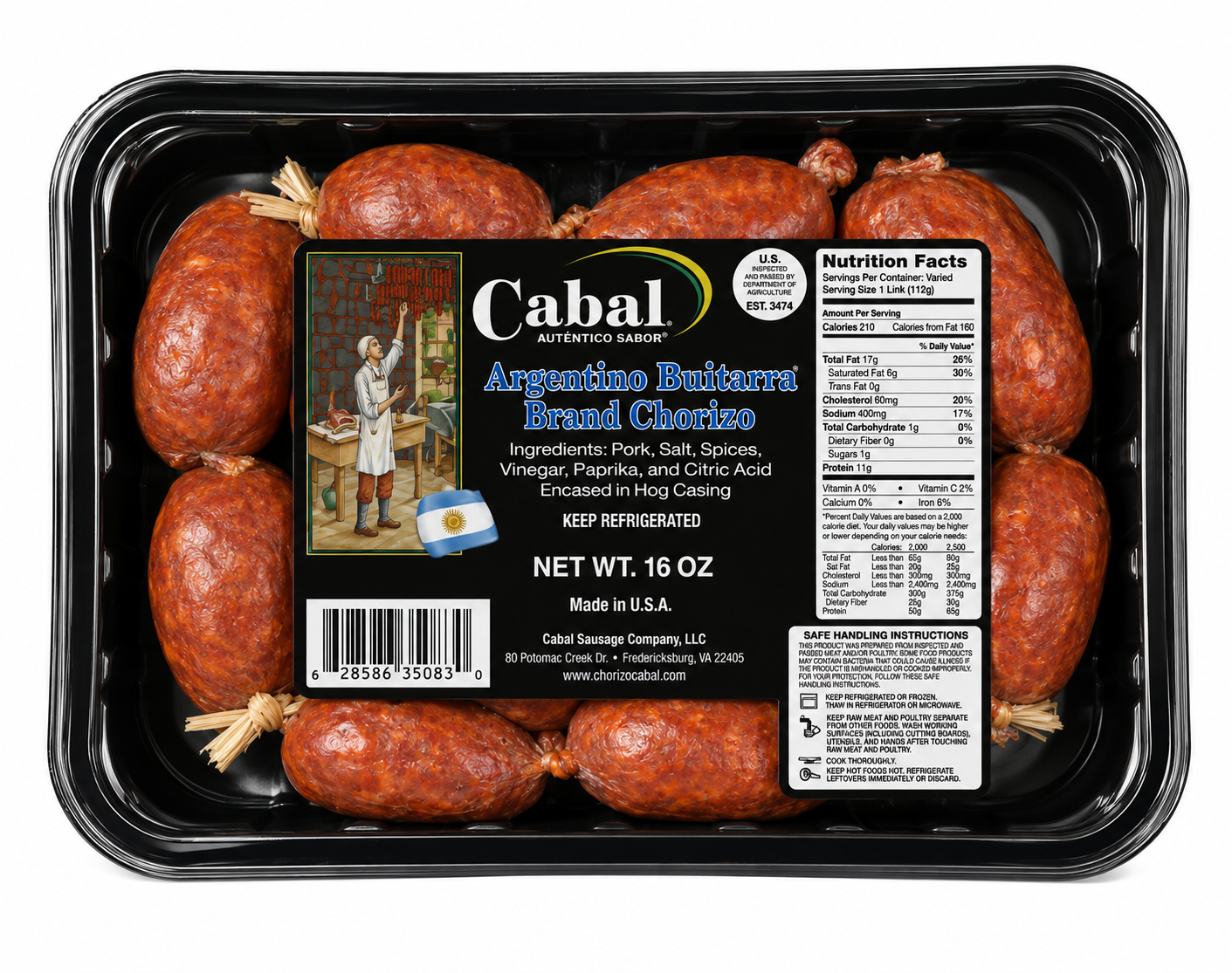 Cabal Salvadoreño Butifarra Brand Chorizo — 16oz