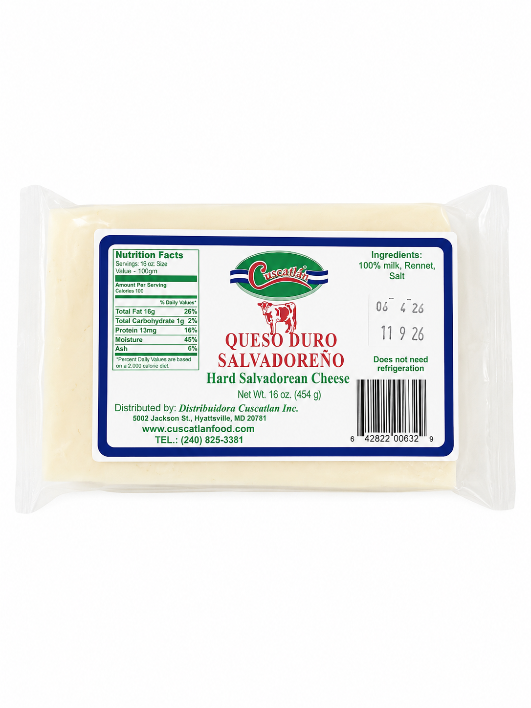 Cuscatlan Queso Duro Salvadoreño — 454g
