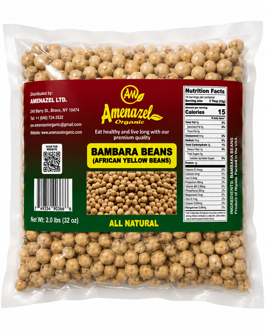 Bambara (African Yellow) Beans — 2 lb