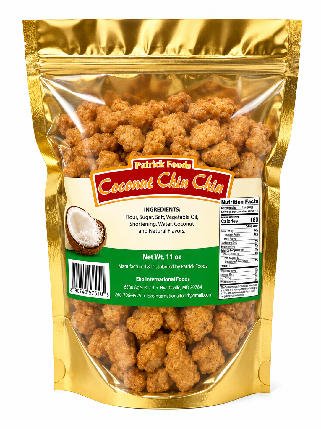 Patrick Foods Coconut Chin Chin — 11 oz