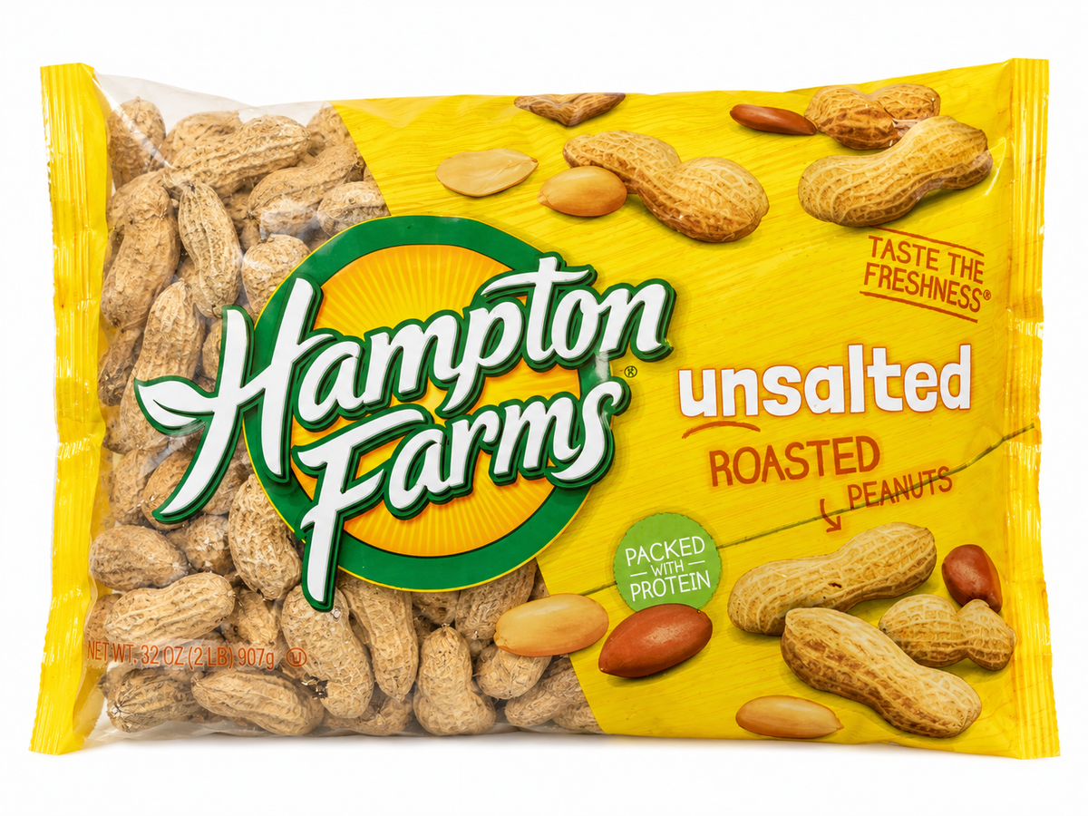 Hampton Farms Unsalted Roasted Peanuts — 1 lb