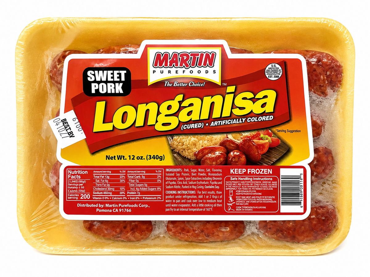 Martin Purefoods Frozen Sweet Pork Longanisa — 12 oz