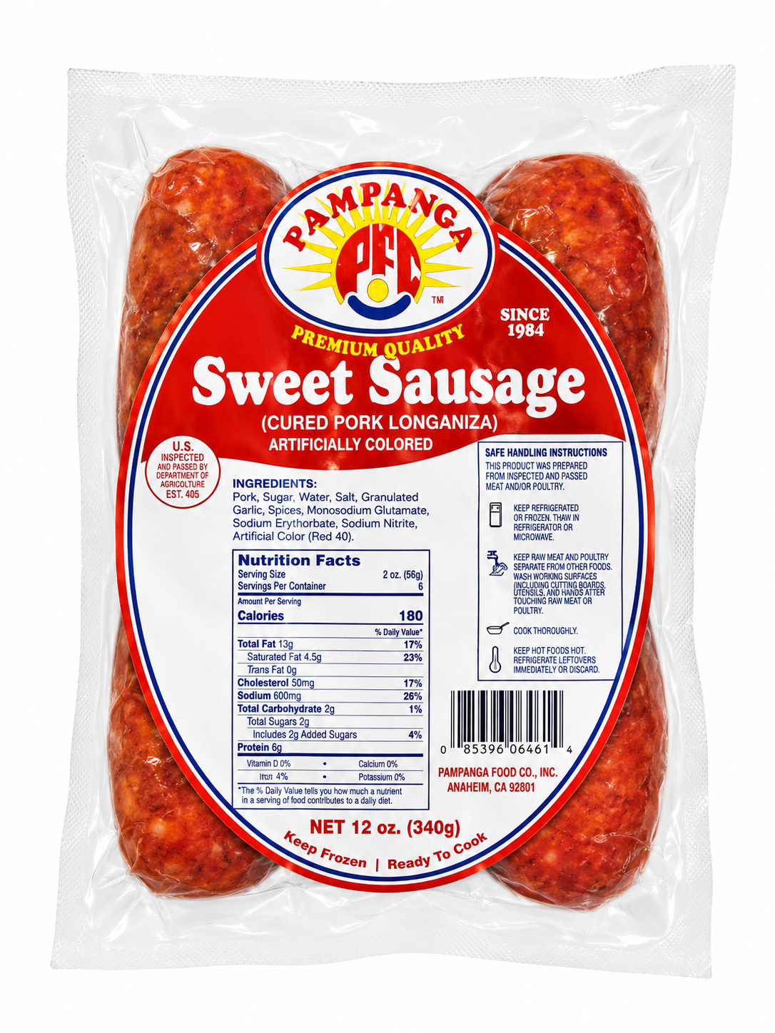 Pampanga Frozen Sweet Longanisa — 12 oz
