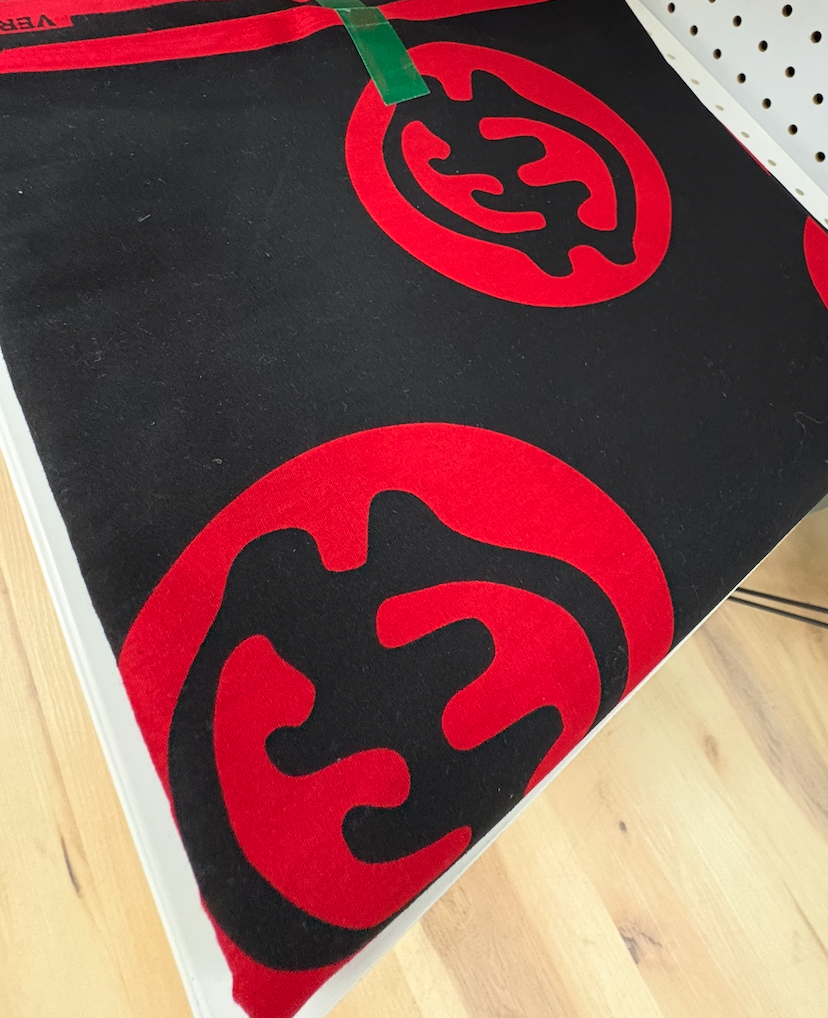 Holland Cloth – Black & Red Patterned Fabric — 6 yds