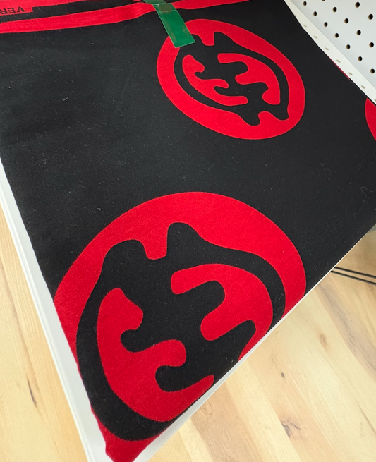 Holland Cloth – Black & Red Patterned Fabric — 6 yds